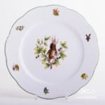 Dinner / Serving Plate 527-0-00 CHTM Hunter Trophies pattern. Roe Buck motif. Service Plate with Green rim. Herend fine china. Hand painted tableware