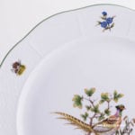Round Dish 156-0-00 CHTM Hunter Trophies pattern. Pheasant motif. Green rim. Herend fine china. Hand painted tableware