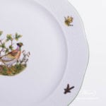 Round Dish 156-0-00 CHTM Hunter Trophies pattern. Pheasant motif. Green rim. Herend fine china. Hand painted tableware