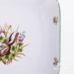 Salad Dish 181-0-00 CHTM Hunter Trophies pattern. Rabbit motif. Green rim. Herend fine china. Hand painted tableware