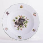 Soup Plate 501-0-00 CHTM Hunter Trophies pattern. Wild Boar motif. Green rim. Herend fine china. Hand painted tableware