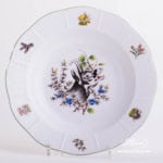 Soup Plate 501-0-00 CHTM Hunter Trophies pattern. Chamois motif. Green rim. Herend fine china. Hand painted tableware
