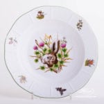 Soup Plate 501-0-00 CHTM Hunter Trophies pattern. Rabbit motif. Green rim. Herend fine china. Hand painted tableware