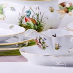 Dinner Set for 2 Persons - Herend Hunter Trophies CHTM pattern. Gilded Rim. Herend fine china hand painted. Tableware