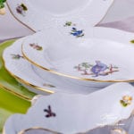 Dinner Set for 2 Persons - Herend Hunter Trophies CHTM pattern. Gilded Rim. Herend fine china hand painted. Tableware