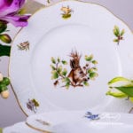 Dinner Set for 2 Persons - Herend Hunter Trophies CHTM pattern. Gilded Rim. Herend fine china hand painted. Tableware