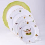 Place Setting 4 Pieces - Herend Hunter Trophies CHTM pattern. Gilded Rim. Herend fine china hand painted. Tableware