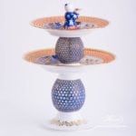 Cake Stand 2 Tier 8443-0-21 MRM Miramare pattern. Ornaments Open work. Herend fine china hand painted