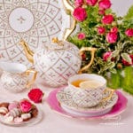 Tea Set for 2 Persons - Herend Sevres Roses SPROG pattern. Rich gilded pattern. Herend fine china hand painted. Tableware