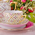 Tea Set for 2 Persons - Herend Sevres Roses SPROG pattern. Rich gilded pattern. Herend fine china hand painted. Tableware