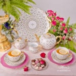 Tea Set for 2 Persons - Herend Sevres Roses SPROG pattern. Rich gilded pattern. Herend fine china hand painted. Tableware