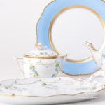 Tea Set for 1 Person - Herend Nyon / Morning Glory pattern. Rich gilded pattern. Herend fine china hand painted. Tableware
