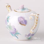 Mini Tea Pot w. Rose Knob 608-0-09 EVICT2 Royal Garden design. Classic Herend design. Herend fine china. Hand painted tableware