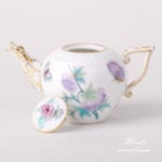 Mini Tea Pot w. Rose Knob 608-0-09 EVICT2 Royal Garden design. Classic Herend design. Herend fine china. Hand painted tableware