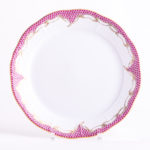 524-0-00 A-ETP - Pink Fishnet finish on a basket form meat plate. Herend fine china.