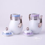 Herend - Coffee Pot w. Loop Knob 2613-0-13 ORIENTL-PT Orient Lilac w. Platinum design. Herend fine china