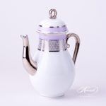 Herend - Coffee Pot w. Loop Knob 2613-0-13 ORIENTL-PT Orient Lilac w. Platinum design. Herend fine china