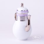 Herend - Coffee Pot w. Loop Knob 2613-0-13 ORIENTL-PT Orient Lilac w. Platinum design. Herend fine china