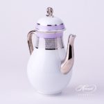 Herend - Coffee Pot w. Loop Knob 2613-0-13 ORIENTL-PT Orient Lilac w. Platinum design. Herend fine china