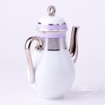 Herend - Coffee Pot w. Loop Knob 2613-0-13 ORIENTL-PT Orient Lilac w. Platinum design. Herend fine china