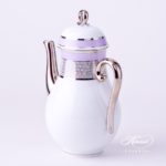 Herend - Coffee Pot w. Loop Knob 2613-0-13 ORIENTL-PT Orient Lilac w. Platinum design. Herend fine china