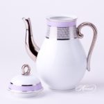 Herend - Coffee Pot w. Loop Knob 2613-0-13 ORIENTL-PT Orient Lilac w. Platinum design. Herend fine china