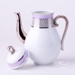 Herend - Coffee Pot w. Loop Knob 2613-0-13 ORIENTL-PT Orient Lilac w. Platinum design. Herend fine china