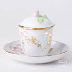 Herend - Tea / Coffee Cup w. Saucer and Lid 20705-0-09 EDENP Eden Pink design. Herend fine china