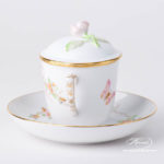 Herend - Tea / Coffee Cup w. Saucer and Lid 20705-0-09 EDENP Eden Pink design. Herend fine china