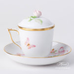 Herend - Tea / Coffee Cup w. Saucer and Lid 20705-0-09 EDENP Eden Pink design. Herend fine china