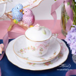 Tea Set for 2 People w. Special Cup - Herend Eden Pink - EDENP pattern. Tea Cup w. Lid. Herend fine china