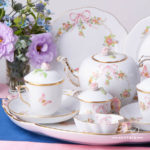 Tea Set for 2 People w. Special Cup - Herend Eden Pink - EDENP pattern. Tea Cup w. Lid. Herend fine china