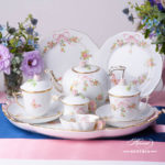 Tea Set for 2 People w. Special Cup - Herend Eden Pink - EDENP pattern. Tea Cup w. Lid. Herend fine china
