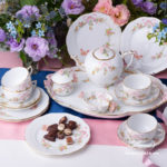 Tea Set for 6 People w. Dessert Plate - Herend Eden Pink - EDENP pattern. Herend fine china