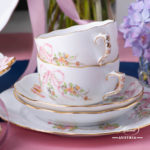 Tea Set for 6 People w. Dessert Plate - Herend Eden Pink - EDENP pattern. Herend fine china