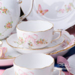 Tea Set for 6 People w. Dessert Plate - Herend Eden Pink - EDENP pattern. Herend fine china