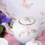 Tea Set for 2 People w. Dessert Plate - Herend Eden Pink - EDENP pattern. Herend fine china