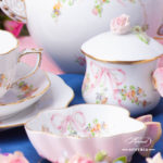 Tea Set for 2 People w. Dessert Plate - Herend Eden Pink - EDENP pattern. Herend fine china