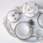 Herend Apponyi ANG Black-Gold tea set for two. Top view.