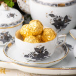 Herend Apponyi ANG Black-Gold tea set for two. Teacup with saucer painted with chinese bouquet ANG design