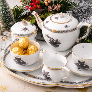 Tea Set for Two Person – Chinese Bouquet Black