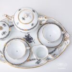 Herend Apponyi ANG Black-Gold tea set for two. Top view.