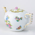 Victoria VBO teapot with Rose knob, butterfly, and peonies. Herend fine china hand-painted.