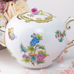 Victoria VBO teapot with Rose knob, and peonies. Herend fine china hand-painted.