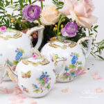 Victoria VBO teapot with Butterfly knob, and peonies. Herend fine china hand-painted.