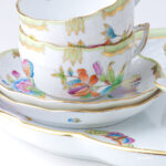 Herend Queen Victoria Green tea set for two. Herend fine china afternoon tea.