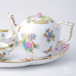 Herend Queen Victoria Green tea set for two. Herend fine china afternoon tea.