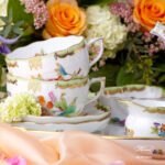 Queen Victoria Green tea set with tea cups.