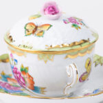 Queen Victoria Soup cup with pink lid VBO. Herend fine china tableware.