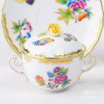 Queen Victoria Soup cup with lid VBO. Herend fine china tableware.